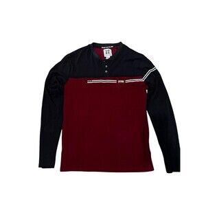 003-004 SOBK Straight Outta Brooklyn Men Sz L Maroon Black Supreme Cotton Shirt